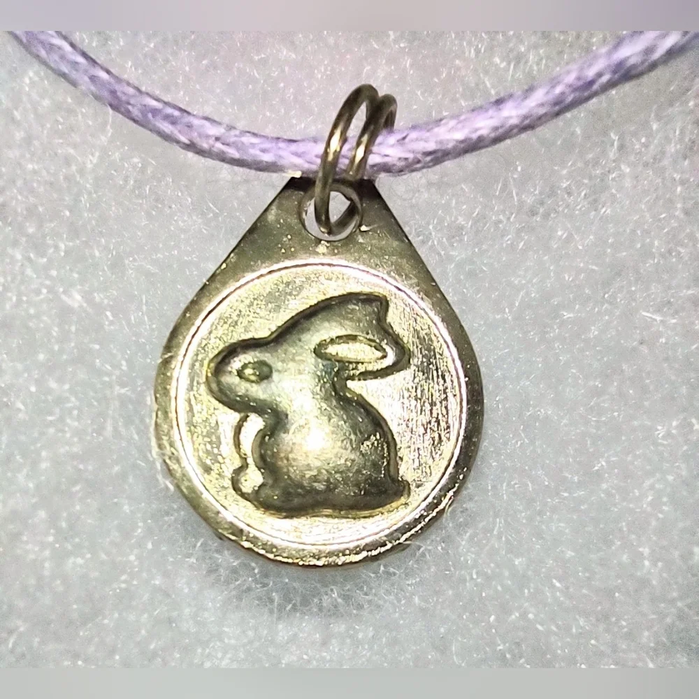 Vintage Gold Bunny Pendant On Orchid Cord